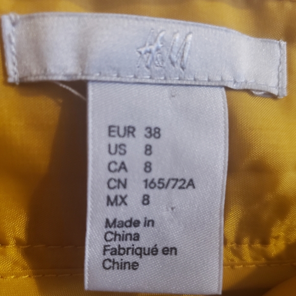 H&M Mustard Yellow Midi Skirt 100% Cotton Slip Side Zip Boho Woman Size 8 NWOT - Picture 7 of 9